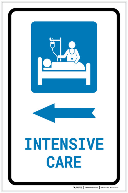 Intensive Care Left Arrow with Icon Portrait - Label