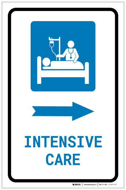 Intensive Care Right Arrow with Icon Portrait - Label