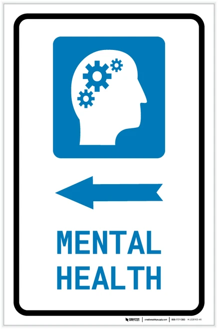 Mental Health Left Arrow with Icon Portrait - Label