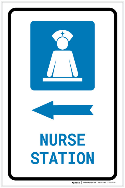 Nurse Station Left Arrow with Icon Portrait - Label