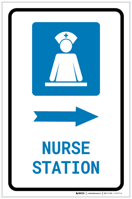 Nurse Station Right Arrow with Icon Portrait - Label