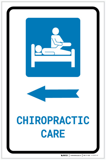 Chiropractic Care Left Arrow with Icon Portrait - Label
