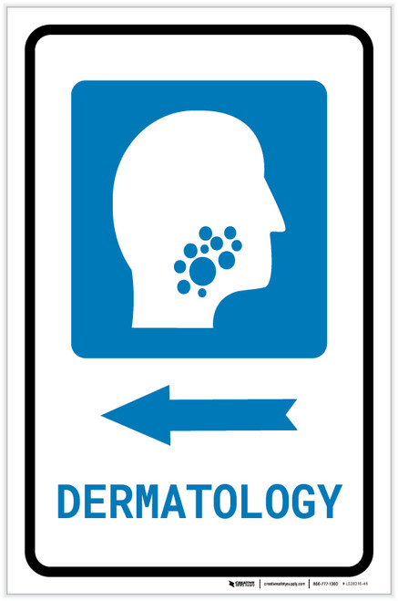 Dermatology Left Arrow with Icon Portrait - Label