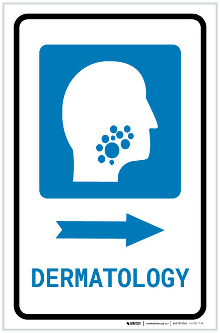 Dermatology Right Arrow with Icon Portrait - Label