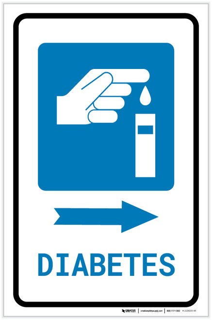Diabetes Right Arrow with Icon Portrait - Label