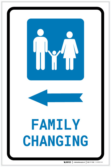 Family Changing Left Arrow with Icon Portrait - Label