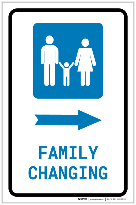 Family Changing Right Arrow with Icon Portrait - Label