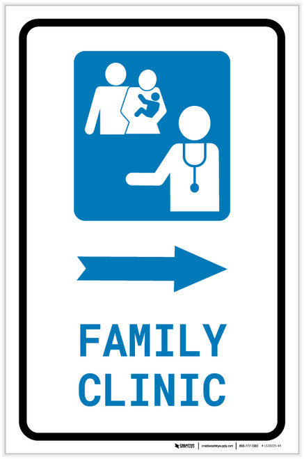 Family Clinic Right Arrow with Icon Portrait - Label