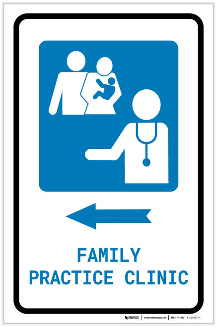 Family Practice Clinic Left Arrow with Icon Portrait - Label