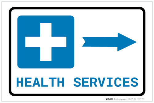 Health Services Right Arrow with Icon Landscape - Label