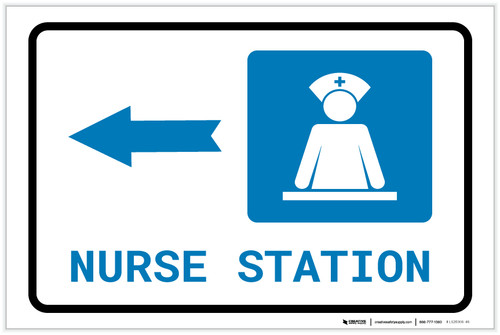 Nurse Station Left Arrow with Icon Landscape - Label