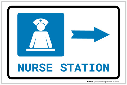Nurse Station Right Arrow with Icon Landscape - Label