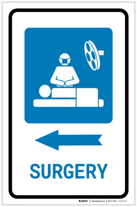 Surgery Left Arrow with Icon Portrait - Label