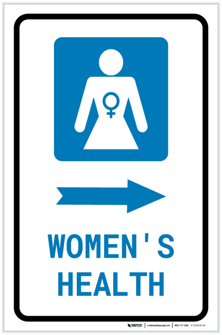Women's Health Right Arrow with Icon Portrait - Label