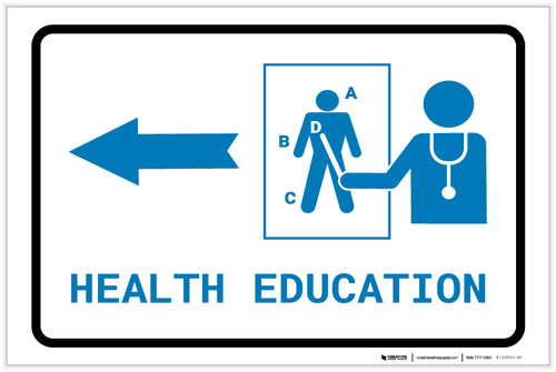 Health Education Left Arrow with Icon Landscape v2 - Label