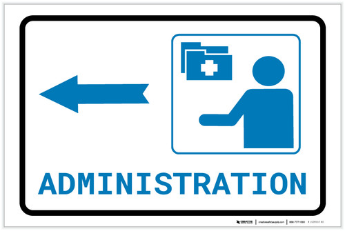 Medical Administration Left Arrow with Icon Landscape v2 - Label