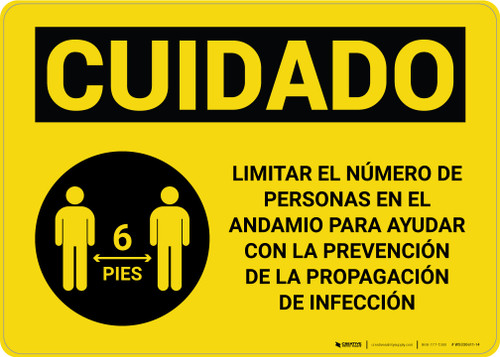 Caution: Limit Number Of Persons On Scaffold Spanish with Icon Landscape - Wall Sign