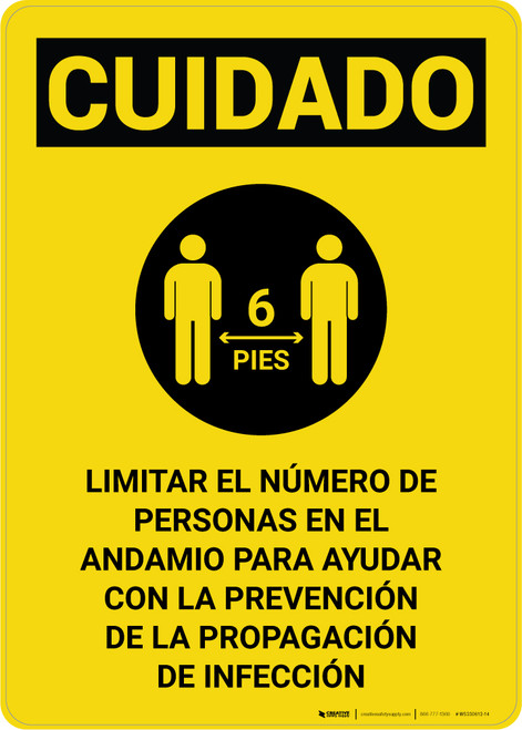 Caution: Limit Number Of Persons On Scaffold Spanish with Icon Portrait - Wall Sign