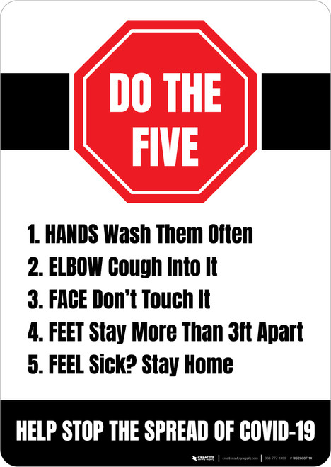 Stop: Do The Five COVID-19 with Icon Portrait - Wall Sign