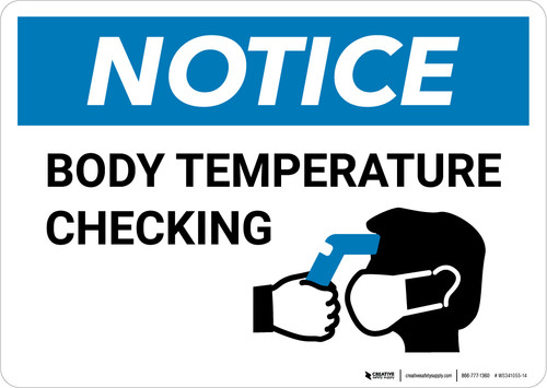 Notice: Body Temperature Checking with Icon Landscape - Wall Sign