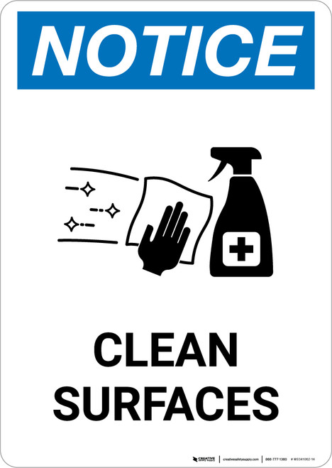 Notice: Clean Surfaces with Icon Portrait - Wall Sign