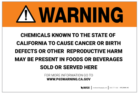 Prop 65 Food/Beverages - Label