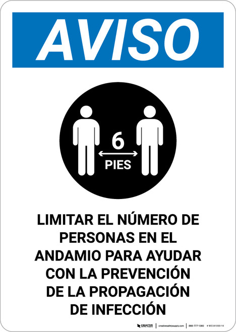 Notice: Limit Number Of Persons On Scaffold Spanish with Icon Portrait - Wall Sign