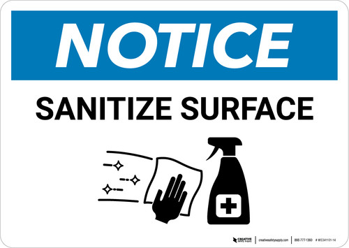 Notice: Sanitize Surface with Icon Landscape - Wall Sign