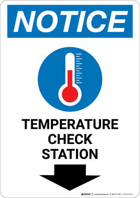 Notice: Temperature Check Station Down with Icon Portrait - Wall Sign
