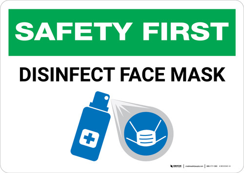 Safety First: Disinfect Face Masks with Icon Landscape - Wall Sign