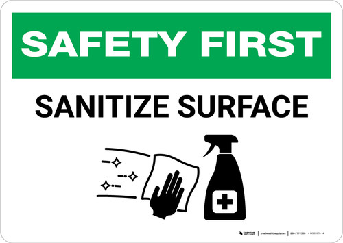Safety First: Sanitize Surface with Icon Landscape - Wall Sign