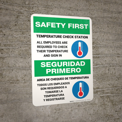 Safety First Temperature Check Station Employees Required Bilingual