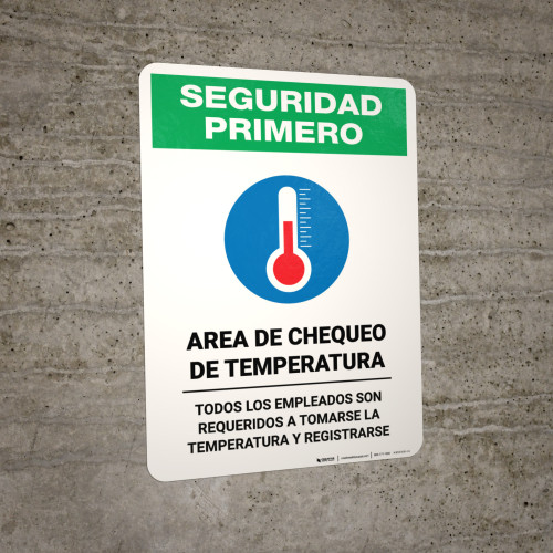 Safety First Temperature Check Station Employees Required Spanish with