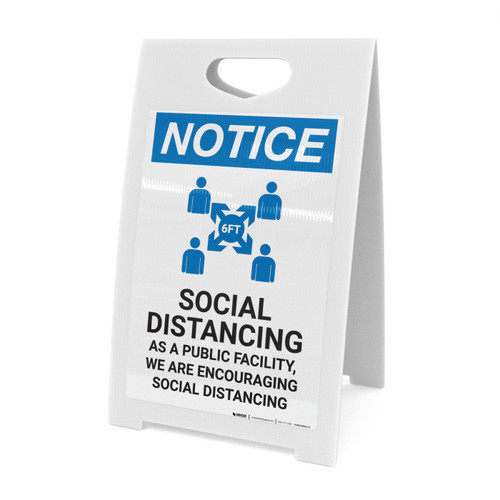 Notice: Social Distancing as a Public Facility with Icon Portrait - A-Frame Sign