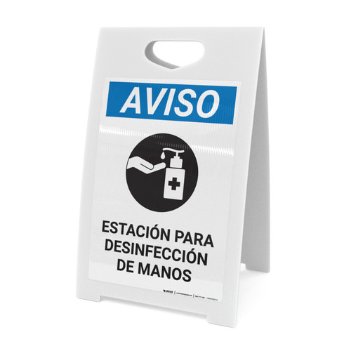 Notice: Hand Sanitizing Station Spanish with Icon Portrait - A-Frame Sign