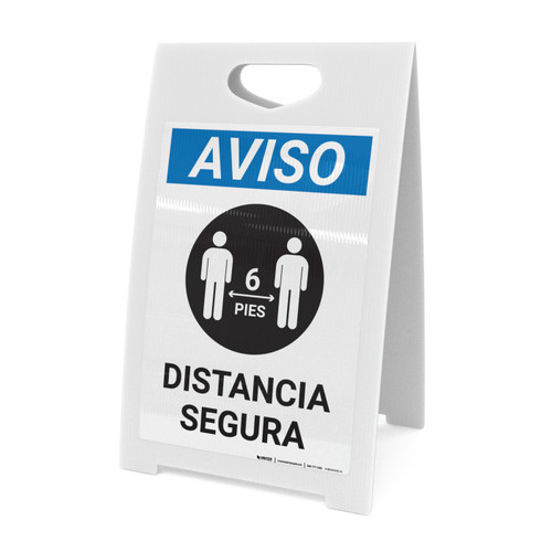 Notice: Safe Distance Spanish with Icon Portrait - A-Frame Sign
