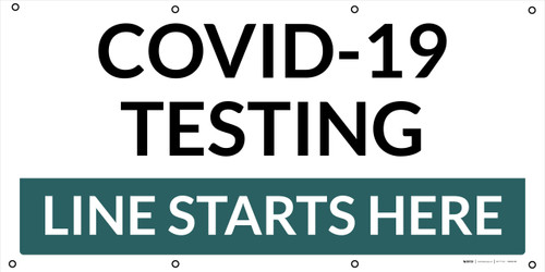 COVID-19 Testing Line Starts Here - Banner