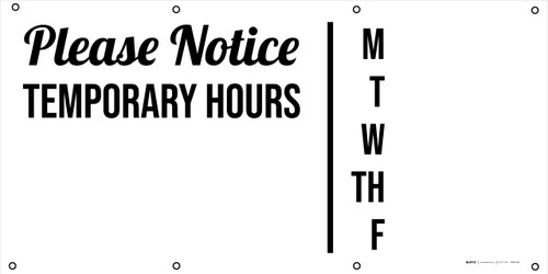 Please Notice Temporary Hours - Banner