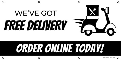 We've Got Free Delivery Order Online Today with Icon - Banner