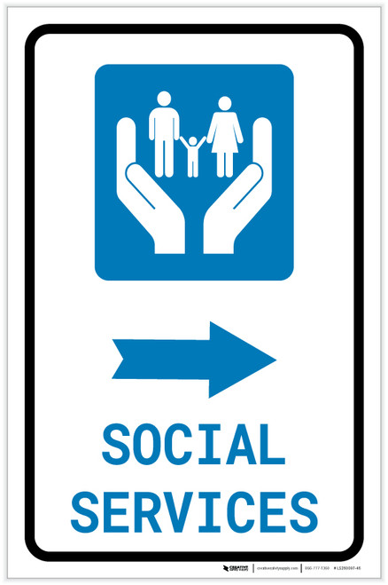 Social Services Right Arrow with Icon Portrait v2 - Label
