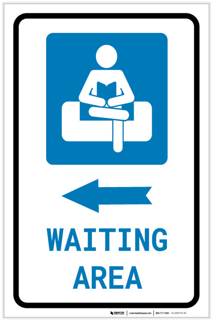 Waiting Area Left Arrow with Icon Portrait v2 - Label
