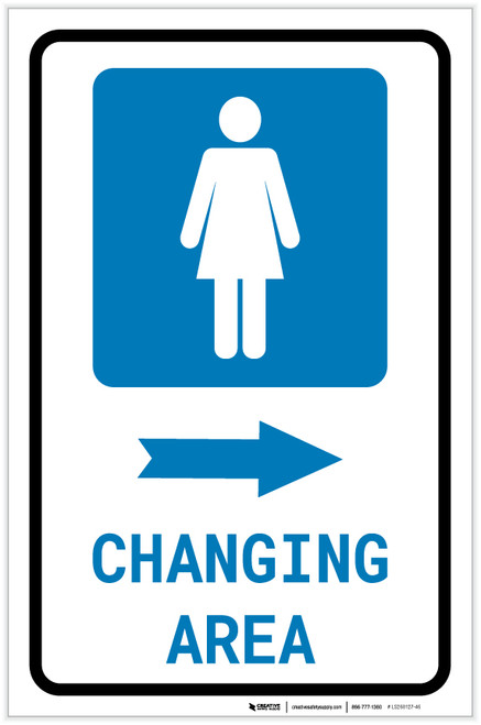 Womens Changing Area Right Arrow with Icon Portrait v2 - Label