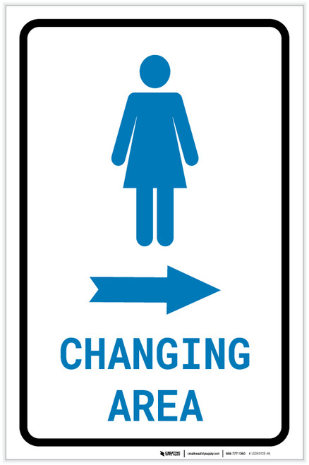 Womens Changing Area Right Arrow with Icon Portrait - Label