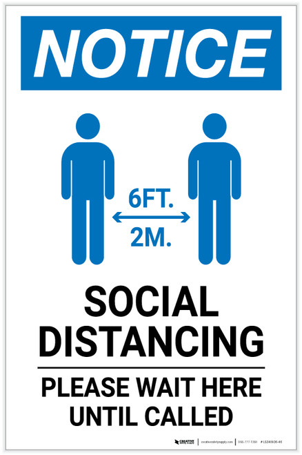 Notice: Please Wait Here Until Called with Icon Portrait - Label