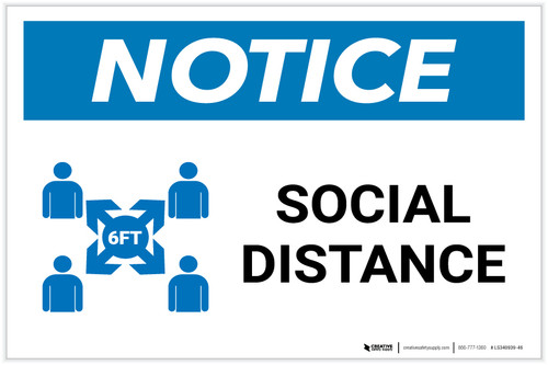 Notice: Social Distance with Icon Landscape - Label