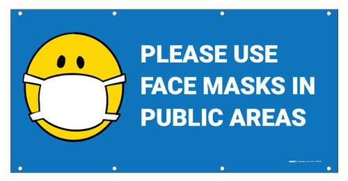 Please Use Face Masks in Public Areas with Facemask Emoji - Banner