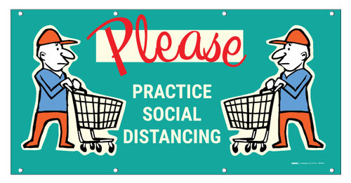 Please Practice Social Distancing with Emoji Shopper - Banner