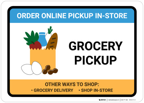 Grocery Pickup Order Online Pickup In-Store with Icon Landscape - Wall Sign