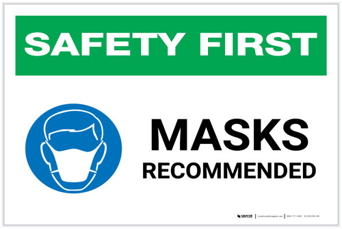 Safety First: Masks Recommended with Icon Landscape - Label
