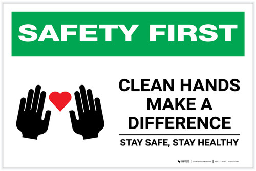 Safety First: Clean Hands Make A Difference with Icons Landscape - Label